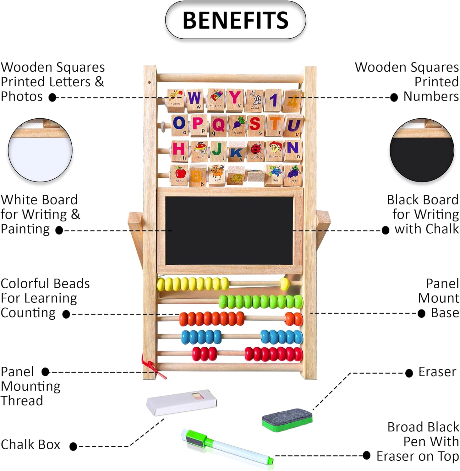 Tabla Multifunctionala de scris si desenat cu abac si alfabet
