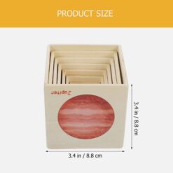 Turn de stivuire din lemn cu 8 cuburi, Planete, 3 ani+