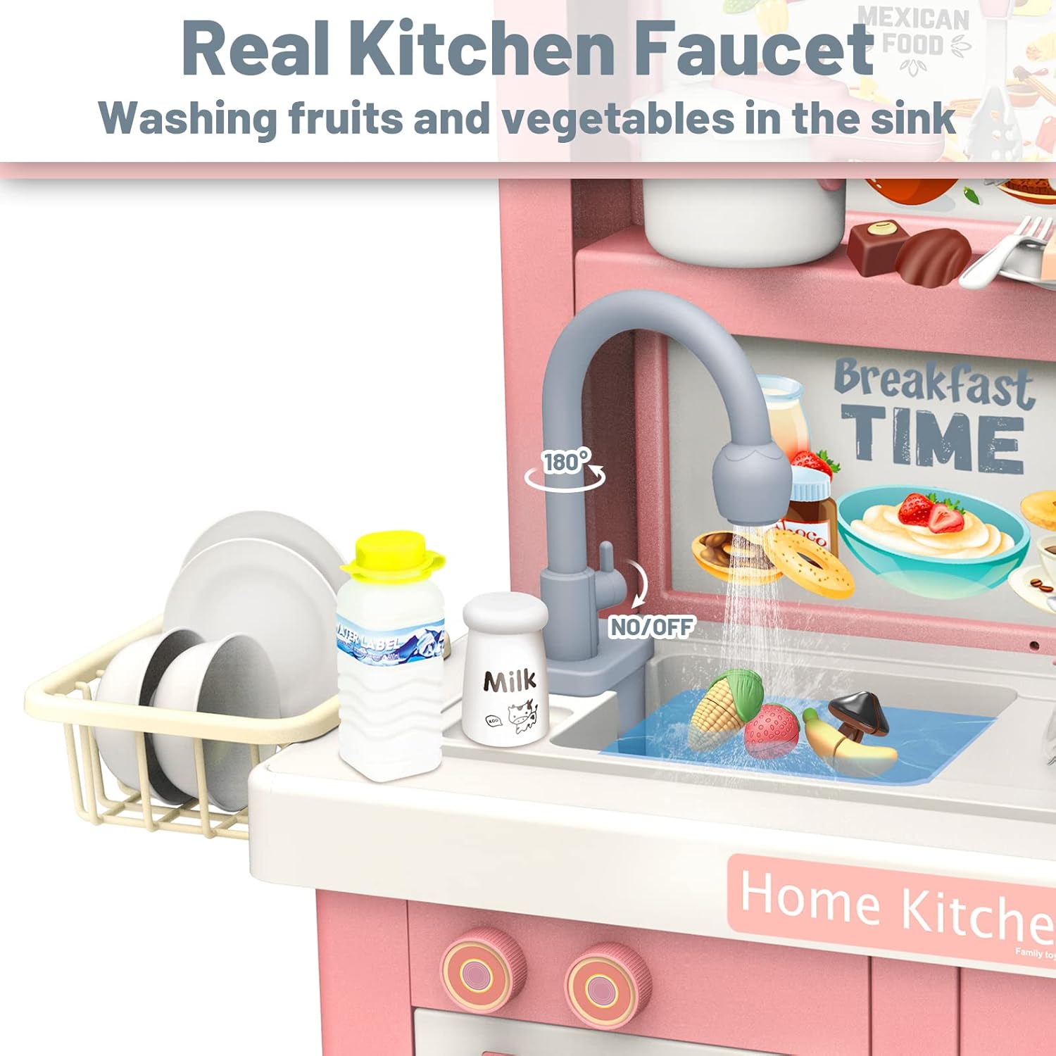 Bucatarie cu sunete, lumini si 44 accesorii, 98 cm, 3 ani+ 01