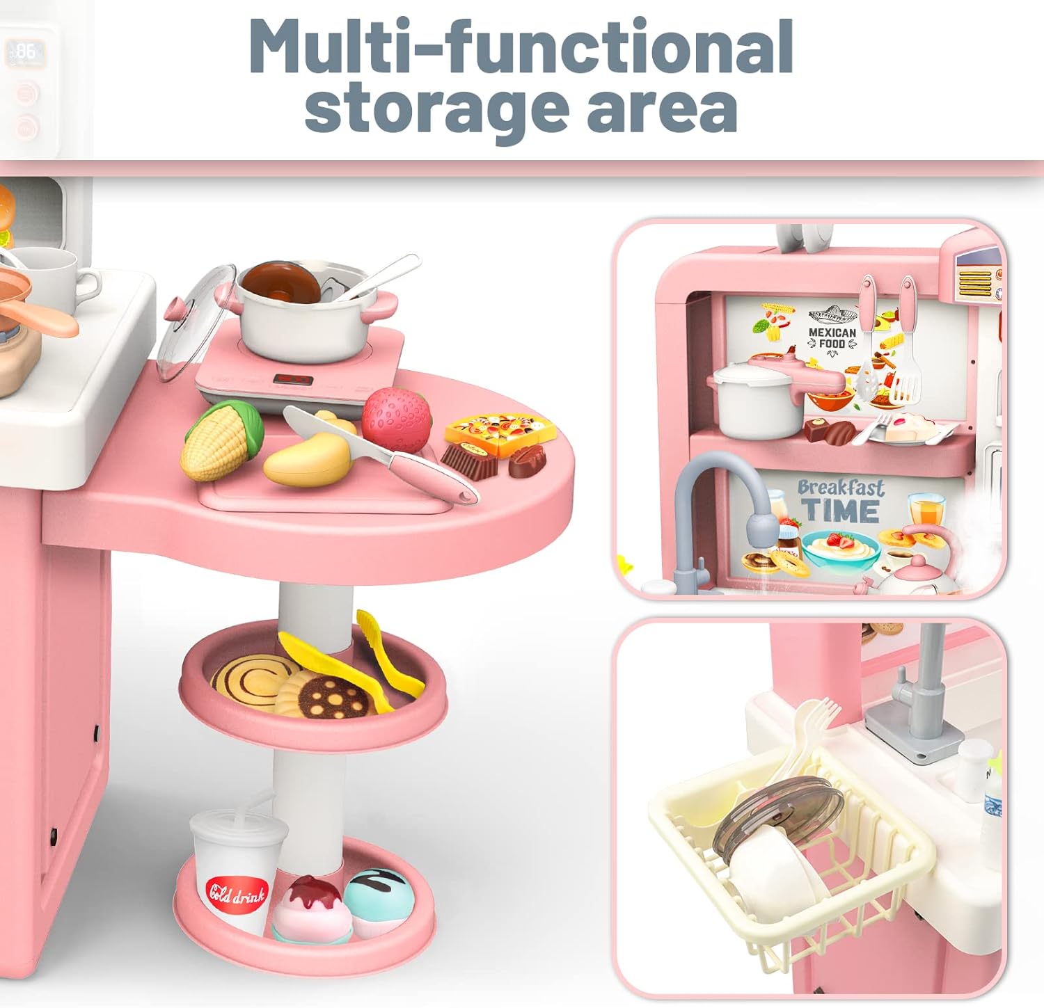 Bucatarie cu sunete, lumini si 44 accesorii, 98 cm, 3 ani+ 01