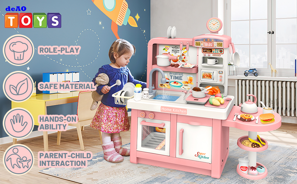 Bucatarie cu sunete, lumini si 44 accesorii, 98 cm, 3 ani+ 01