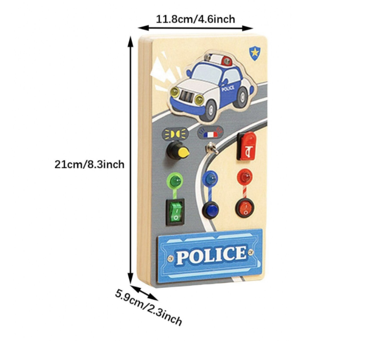Busy Board electric din lemn cu activitati, Politie, 3 ani+