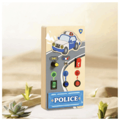 Busy Board electric din lemn cu activitati, Politie, 3 ani+