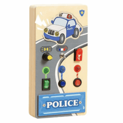 Busy Board electric din lemn cu activitati, Politie, 3 ani+