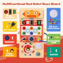 Busy Board electric din lemn cu activitati, Robot, Onshine, 3 ani+