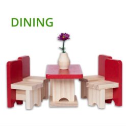 Casa de papusi din lemn, 46 cm, utilata si mobilata, 3 ANI