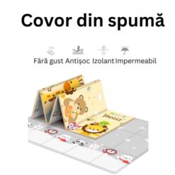 Covor pliabil de joacă termoizolant cu două fețe, 200 x 180 x 0.8 cm, Happy 01