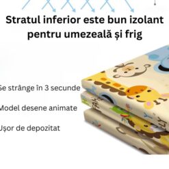 Covor pliabil de joacă termoizolant cu două fețe, 200 x 180 x 0.8 cm, Happy 01