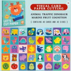 Joc 40 carduri educative pentru asociere si decupaj, Animale