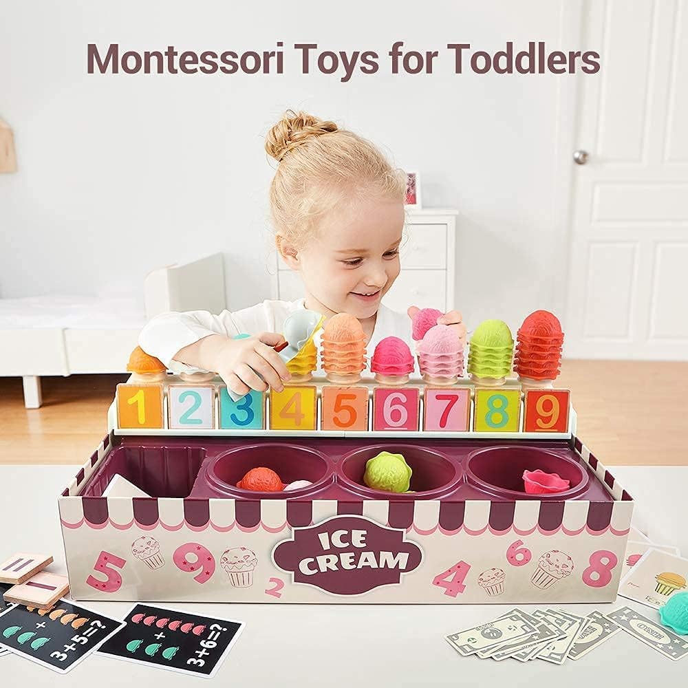 Joc de tip Montessori din lemn, Asociere si Matematica, 3 ani 01