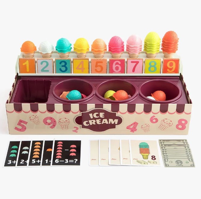 Joc de tip Montessori din lemn, Asociere si Matematica, 3 ani 01