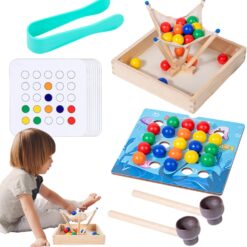 Joc detip Montessori, 2 in 1, asociere si dexteritate, 3 ani 01