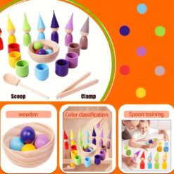 Joc din lemn de tip Montessori - Set 50 cilindrii natur 01