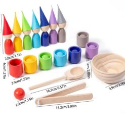 Joc din lemn de tip Montessori - Set 50 cilindrii natur 01