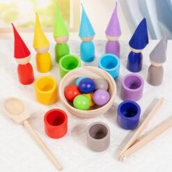 Joc din lemn de tip Montessori - Set 50 cilindrii natur 01