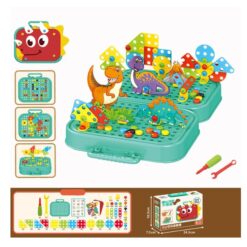 Joc educativ, Mozaic dino cu geanta si bormasina 285 piese, 3 ani+ 01