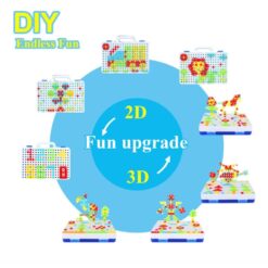 Joc educativ, Mozaic dino cu geanta si bormasina 285 piese, 3 ani+ 01