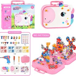 Joc educativ, Mozaic unicorn cu geanta si bormasina 285 piese, 3 ani+ 01