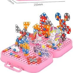 Joc educativ, Mozaic unicorn cu geanta si bormasina 285 piese, 3 ani+ 01