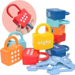 Joc educativ cu lacăte și chei pentru învățarea cifrelor, 20 piese, 3 ani 01