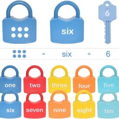 Joc educativ cu lacăte și chei pentru învățarea cifrelor, 20 piese, 3 ani 01