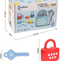 Joc educativ cu lacăte și chei pentru învățarea cifrelor, 20 piese, 3 ani 01
