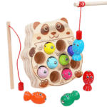 Joc magnetic de pescuit, din lemn, Ursulet