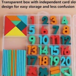 Joc matematica din lemn cu cifre si tangram, 3 ani