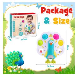 Jucărie educativă și motrică pentru bebeluși, Păun, 12 luni+