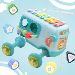 Jucarie interactiva, cu sunete si lumini, Autobuz albastru, 18 luni+