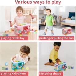 Jucarie interactiva, cu sunete si lumini, Autobuz roz, 18 luni+