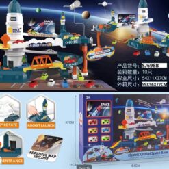 Bază spațială cu rachete, rampe și piste pentru mașinuțe cu turn de control, lumini si sunete 01