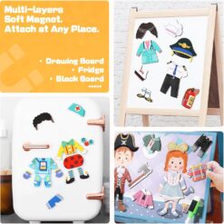 Puzzle magnetic tip carte- Imbraca Personajele, 3 ani