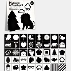Set 20 carduri stimulare cognitiva si vizuala bebe, 0-3 luni