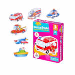 Set 6 puzzle-uri bebelusi din 2 sau 3 piese mari, Vehicule de Salvare, 18 luni