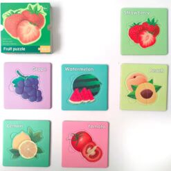 Set cu puzzle din 3-4 piese, 6 Fructe 01