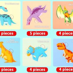 Set cu puzzle din 4-5 piese, 6 Dinozauri 001