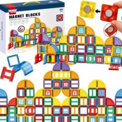 Set de constructie 3D, magnetic, 100 piese, 3 ani+002