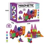 Set de constructie 3D, magnetic, 60 piese, 3 ani+