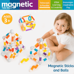 Set de constructie 3D, magnetic, flexibil, 138 piese, 3 ani+06