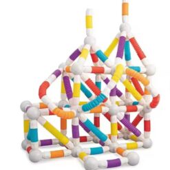 Set de constructie 3D, magnetic, flexibil, 138 piese, 3 ani+