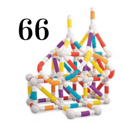 Set de constructie 3D, magnetic, flexibil, 66 piese, 3 ani+