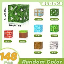 Set de constructie magnetic cu 148 de piese, 3 ani+, Minecraft 01