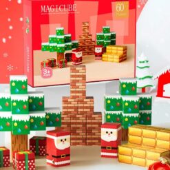 Set de constructie magnetic cu 60 de piese, 3 ani+, Craciun 01