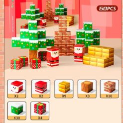 Set de constructie magnetic cu 60 de piese, 3 ani+, Craciun 01