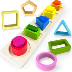 Sortator forme geometrice 4 coloane din lemn, Asociere culori 01