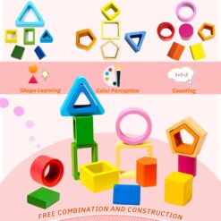 Sortator forme geometrice 4 coloane din lemn, Asociere culori 01