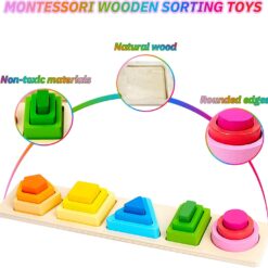 Sortator forme geometrice 4 coloane din lemn, Asociere culori 01