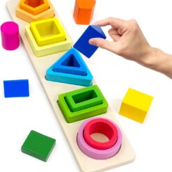 Sortator forme geometrice 4 coloane din lemn, Asociere culori