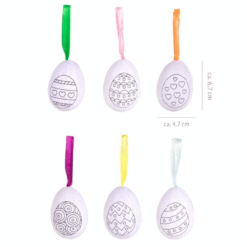 Accesorii creatie - polistiren - ou, set 6 buc in cofraj, cu modele de colorat, Trendhaus, CH30724